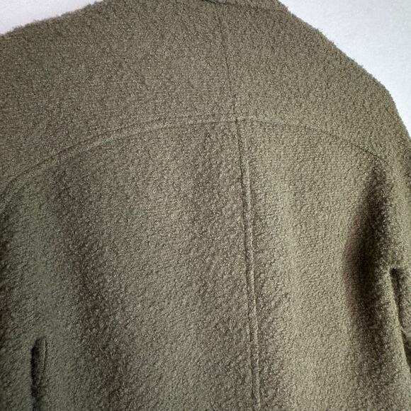 Zara Olive Green Boiled Wool Blend Oversized Jacket Sz XS Grunge Moto Boho Edgy - Picture 8 of 10